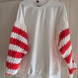 Crochet sleeve sweatshirt